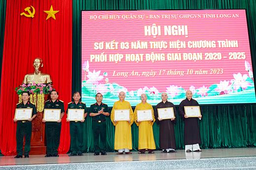 Sơ kết 3 năm thực hiện chương trình phối hợp hoạt động giữa Bộ CHQS và Ban Trị sự Giáo hội Phật giáo Việt Nam tỉnh Long An