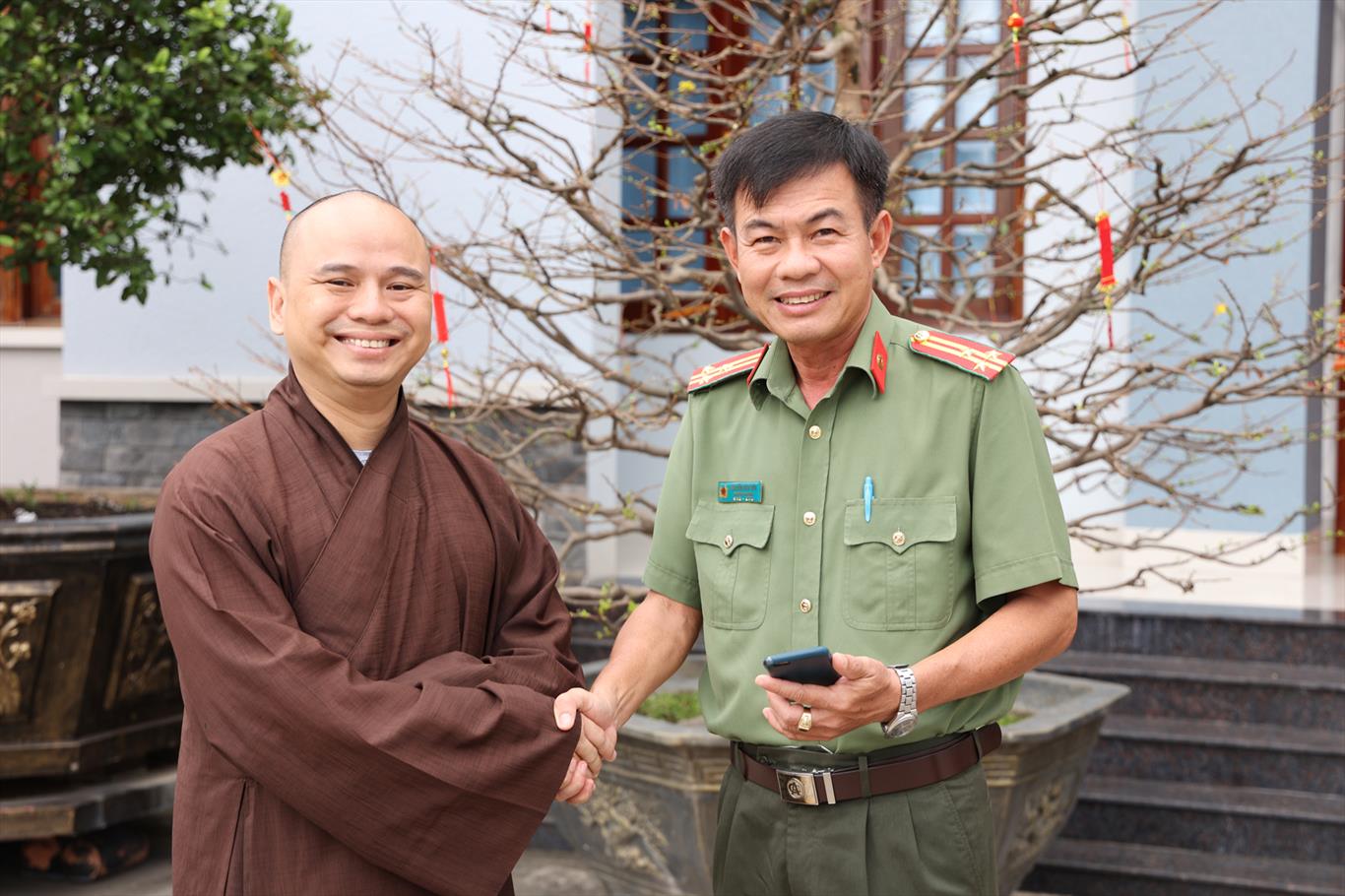 Ban Thường trực Ban Trị sự Phật giáo tỉnh chúc Tết lãnh đạo Công An tỉnh Long An