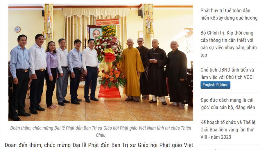 Báo Long An đăng tin về Phó Bí thư Thường trực Tỉnh ủy - Nguyễn Thanh Hải thăm, chúc mừng Đại lễ Phật đản 