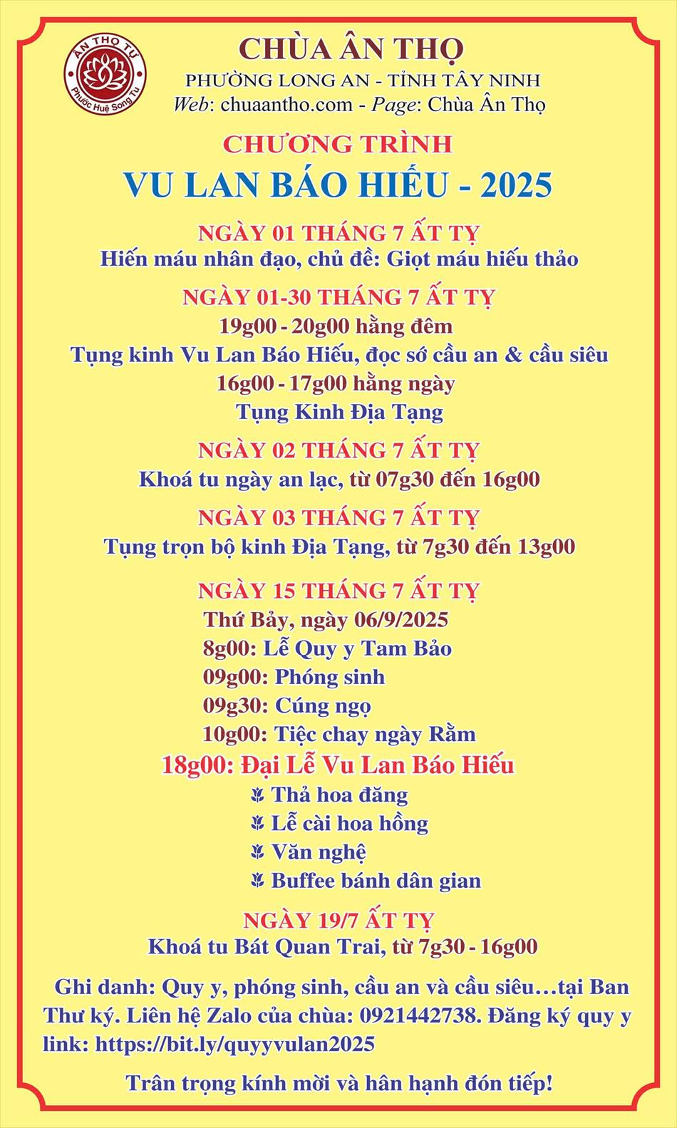 Chương trình VU LAN BÁO HIẾU – 2025