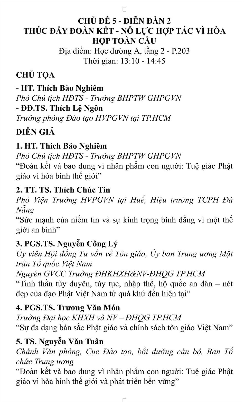 PHIÊN HỘI THẢO CHỦ ĐỀ 5, DIỄN ĐÀN 2: THÚC ĐẨY ĐOÀN KẾT – NỖ LỰC HỢP TÁC VÌ HOÀ BÌNH TOÀN CẦU PHIÊN HỘI THẢO CHỦ ĐỀ 5, DIỄN ĐÀN 2: THÚC ĐẨY ĐOÀN KẾT – NỖ LỰC HỢP TÁC VÌ HOÀ BÌNH TOÀN CẦU