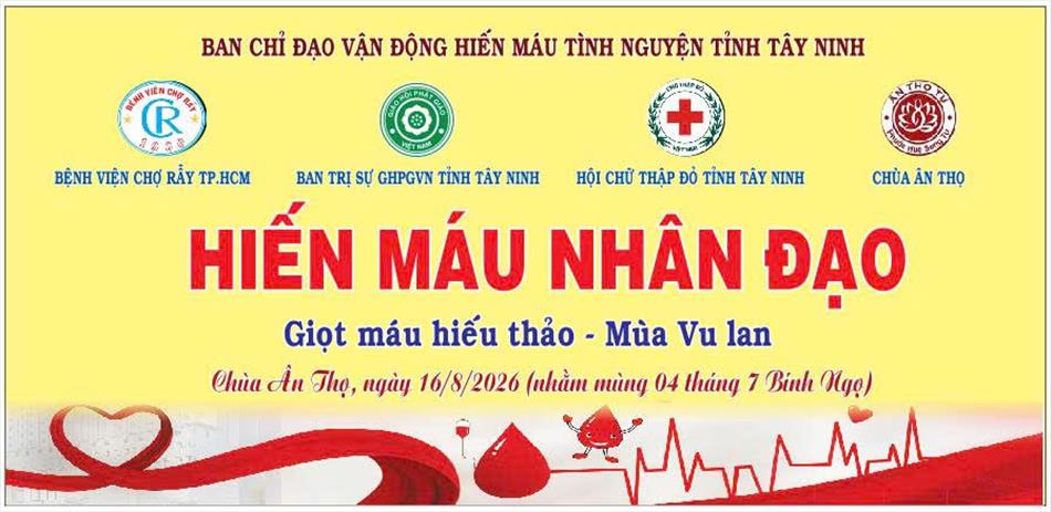 THƯ MỜI HIẾN MÁU NHÂN ĐẠO, chủ đề “Giọt máu hiếu thảo - mùa Vu lan”
