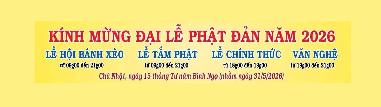 CHƯƠNG TRÌNH ĐẠI LỄ PHẬT ĐẢN NĂM 2026 TẠI CHÙA ÂN THỌ