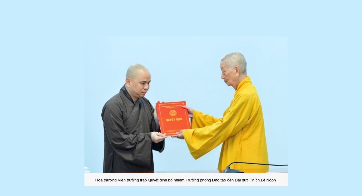 HỌC VIỆN PHẬT GIÁO VIỆT NAM TẠI TP.HCM PHÂN CÔNG NHÂN SỰ LÃNH ĐẠO CÁC PHÒNG CHUYÊN MÔN 